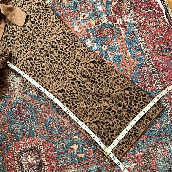 Anthropologie Moth Tan Animal Print Wide Leg Wool Blend Knit Pants Med sweater - Picture 5 of 7